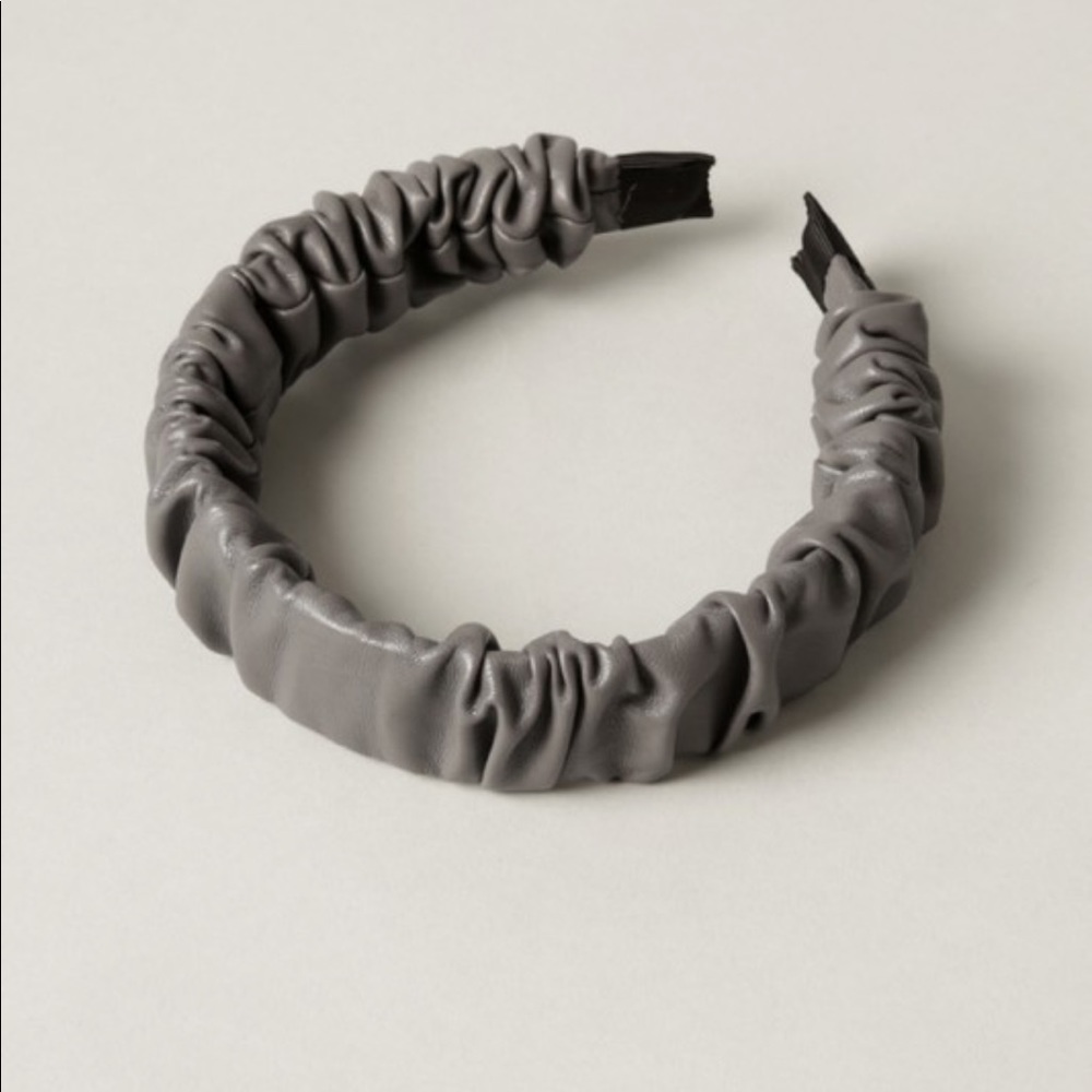 NWT gray leather ruched head band